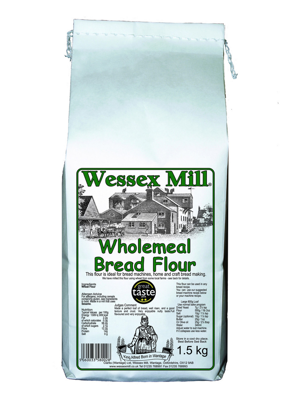 Wessex Mill Wholemeal Bread Flour 1.5kg Order Online Fisher of Newbury